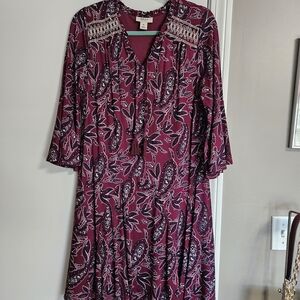 Style & Co. Maroon Paisley Midi Dress
